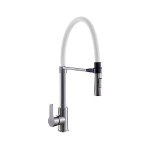 Смеситель для кухни Fashun A54511-8 с гибким изливом, сатин, белый