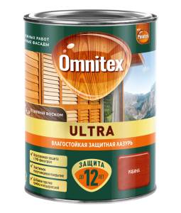 Пропитка декоративная для защиты древесины Omnitex Ultra AWB полуглянцевая рябина 0.9 л