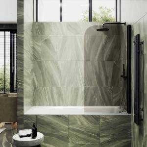 Шторка на ванну MaybahGlass MGV-601-6 поворотная, на монопетле, стекло бронза, профиль черный, 1400x400