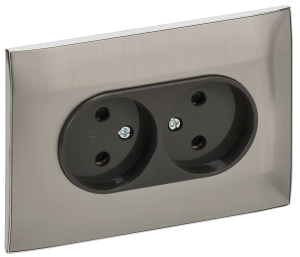 Розетка 2-местная с защитными шторками IEK Skandy SK-R23-10-K50-F никель