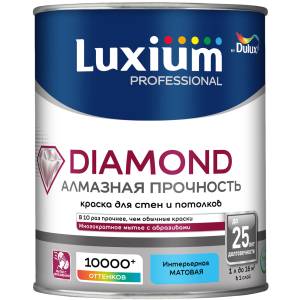 Краска для стен и потолков водно-дисперсионная Luxium Diamond Matt матовая база BC 0.9 л