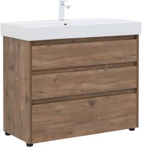 Тумба с раковиной Aquanet Nova Lite 00302480 100 дуб рустикальный, 3 ящика