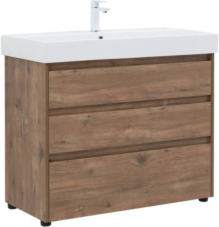Тумба с раковиной Aquanet Nova Lite 00302480 100 дуб рустикальный, 3 ящика