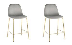 Набор из 2 полубарных стульев Stool Group Валенсия SN OS-001CB HLR-18 gl X2 серый, золотые ножки