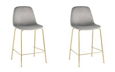 Набор из 2 полубарных стульев Stool Group Валенсия SN OS-001CB HLR-18 gl X2 серый, золотые ножки
