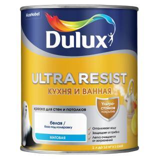Краска с защитой от плесени и грибка Dulux Ultra Resist матовая база BC 0.9 л