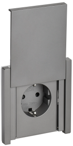 Розетка 1-местная с заземлением, шторками и крышкой IEK Forte&Piano FP-R16-16-44-K46 сталь