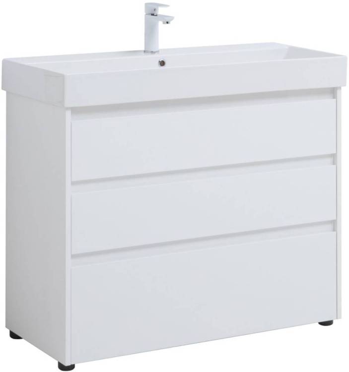 Тумба с раковиной Aquanet Nova Lite 00302478 100 белый глянец, 3 ящика
