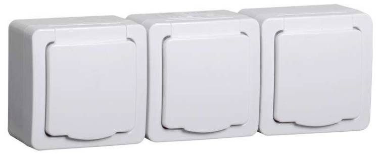 Розетка 3-местная с заземлением IEK Гермес Plus ERMP32-K01-16-54-EC белый