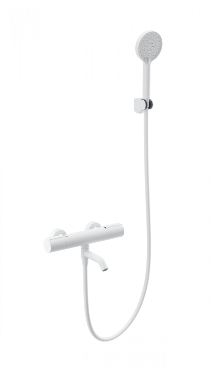 Смеситель для ванны Wonzon & Woghand WW-A2006-A1-MW с душем и термостатом, белый матовый