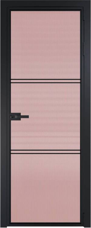 Межкомнатная дверь Profil Doors 3 AX цвет профиля Черный, стекло безопасное 6 мм мору розовое 600x2000
