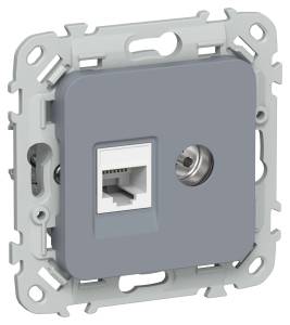 ТВ-розетка+Ethernet RJ45 IEK Flite FI-AK22-1-K35 маренго