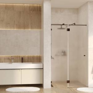 Душевая дверь в нишу Wasserkraft Paar 88H05L-TXG профиль глянцевое розовое золото, стекло текстурное, 120x100x200