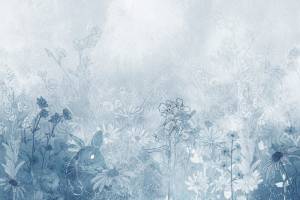 3D Фотообои Artegrafico «Светлый заяц в поле в холодных тонах» HRB-058 акварель