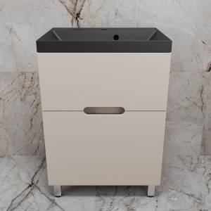 Тумба с раковиной Style Line Матис 60 напольная, крем, раковина антрацит, 82x60x45