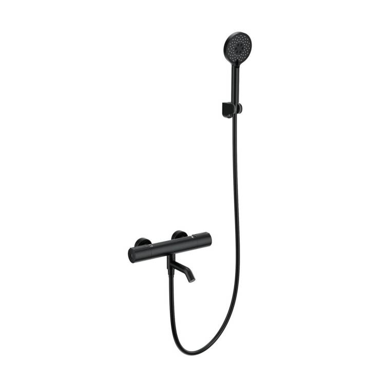 Смеситель для ванны Wonzon & Woghand WW-A2006-A1-MB термостатический, с душевым гарнитуром, черный матовый