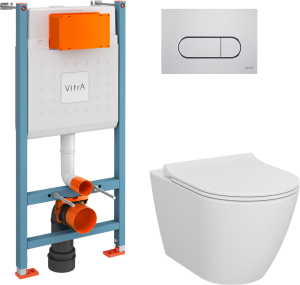 Комплект VitrA Sanibelle 9878B003-7200 подвесной унитаз + инсталляция + кнопка