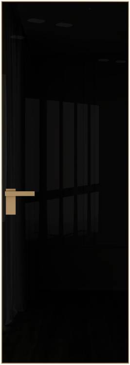 Межкомнатная дверь Profil Doors 1 AGK цвет профиля Золото, стекло безопасное 4 мм lacobel черный лак 700x2000