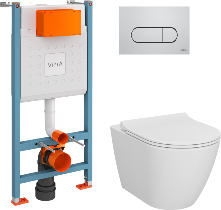 Комплект VitrA Sanibelle 9878B003-7200 подвесной унитаз + инсталляция + кнопка