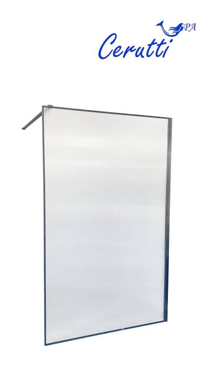 Душевая перегородка Cerutti Spa STRIP T120 профиль черный, стекло гофрированное, 120x120x190