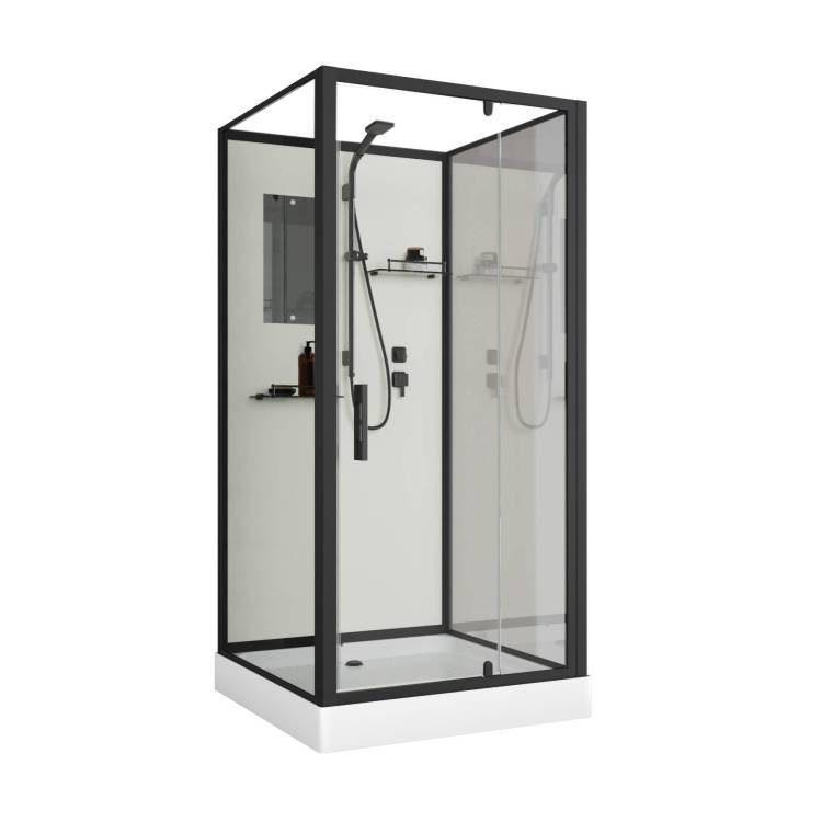 Душевая кабина Niagara Standart ST80/15Q/BL/BK корпус черный матовый, стекло прозрачное, 80х80х200