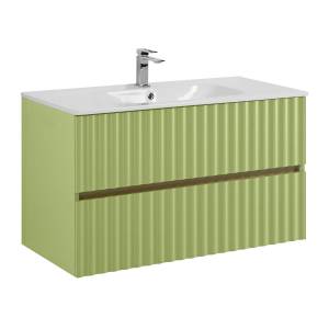 Тумба с раковиной Art&Max Elegant с подсветкой ручек, Мята, 58.5x100