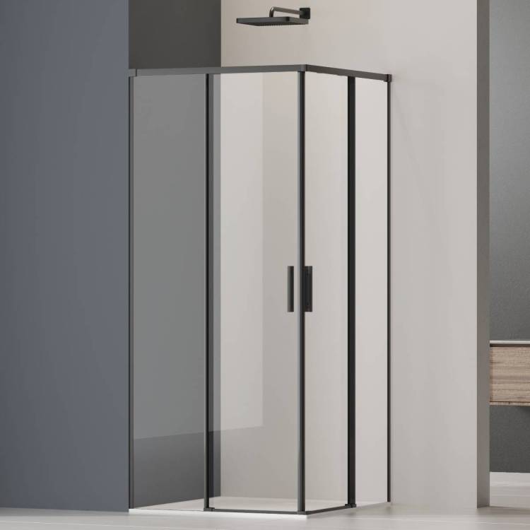 Душевой уголок Vincea Soft 2 VSS-3SO2800CLB профиль черный, стекло прозрачное, 80x80x200