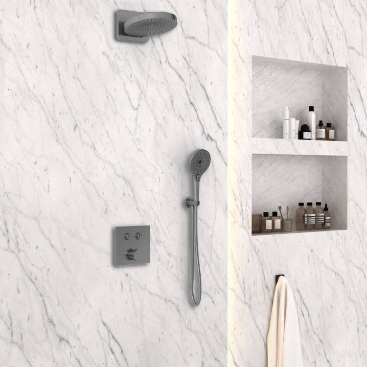 Душевой комплект Vincea Inspire VSFW-4I211GM встраиваемый, вороненая сталь матовый