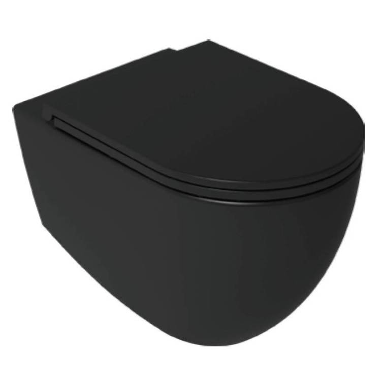Унитаз подвесной Isvea Infinity 10NF02001SV-2N + 40KF0521I-S безободковый, с крышкой-сиденьем микролифт, черный матовый