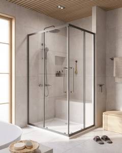 Душевой уголок Cezares Relax RELAX-304-AH-2-120/90-C-GM профиль оружейная сталь, стекло прозрачное, 120x90x200