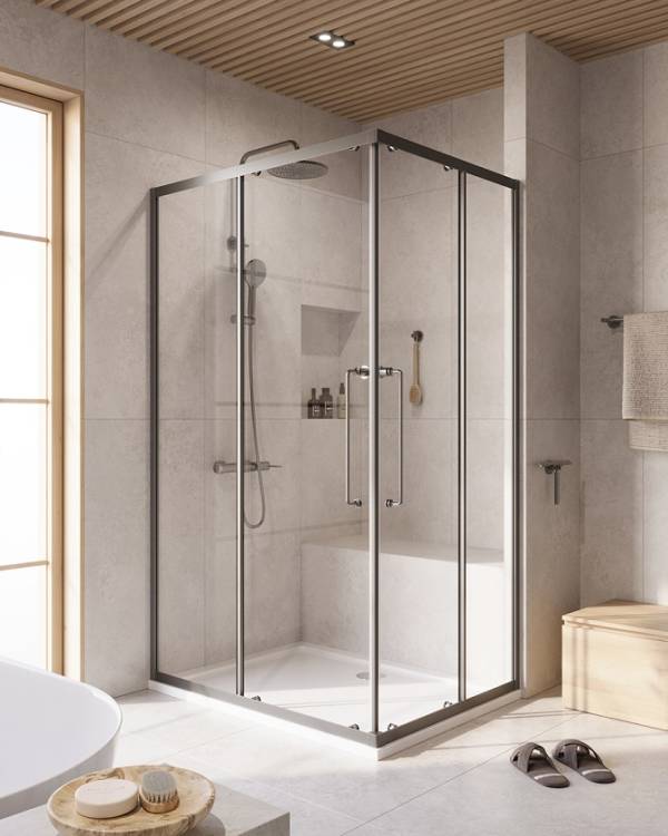 Душевой уголок Cezares Relax RELAX-304-AH-2-120/90-C-GM профиль оружейная сталь, стекло прозрачное, 120x90x200