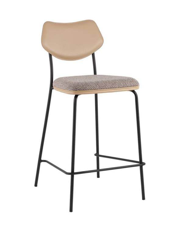 Стул полубарный Stool Group Casey B2171-H65 K-6+M8506 D21 серо-коричневый с бежевой экокожей