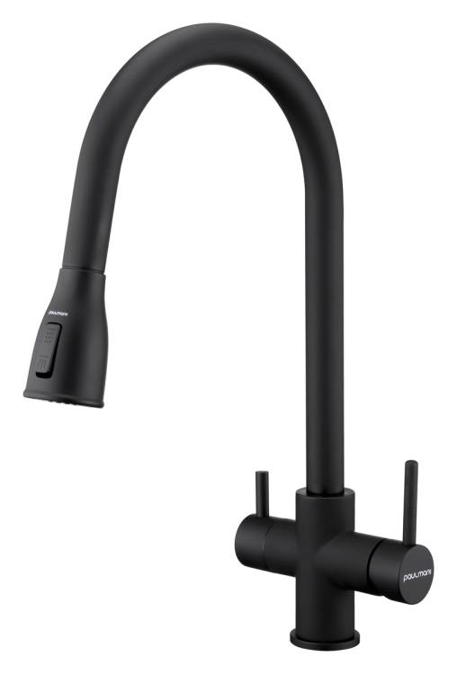 Смеситель для кухни Paulmark Lange La214212-AN с выдвижным изливом, антрацит