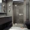 Душевая дверь в нишу MaybahGlass MGD-502-4 с добором на петлях, стекло бронза, профиль хром глянцевый, 1950x1000