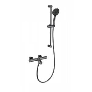 Смеситель для ванны Wonzon & Woghand WW-C2002-A-BGG термостатический, с душевым гарнитуром, темный графит