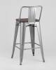 Набор из 6 полубарных стульев Stool Group Tolix YD-H675E-W YG-15 X6 серебристый матовый, темное дерево, со спинкой фото 6