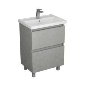 Тумба с раковиной Uncoria Моро 60 56074 с двумя ящиками, светлый камень