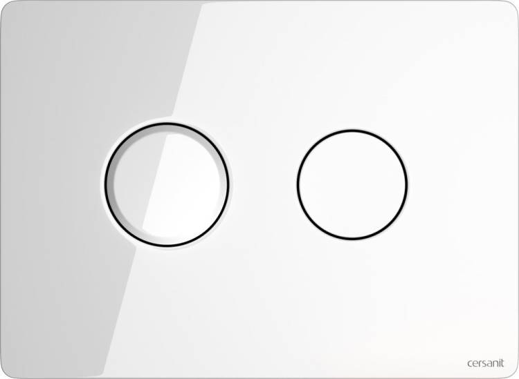 Кнопка смыва Cersanit Accento Circle P-BU-ACN-CIR-PN/Wh/Gl стеклянная, белая глянцевая