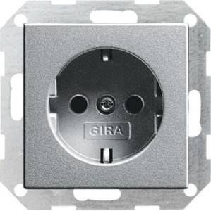 Розетка Gira System 55 Schuko с/з 16A 250V безвинтовой зажим алюминий 046626