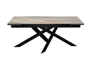 Стол Дик DikLine EKX180 00-00081528 керамика Venetian Brown Light глянец, опоры черные 180(240)x90x75