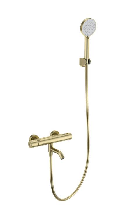 Смеситель для ванны Wonzon & Woghand WW-B3029-A1-BG с душем и термостатом, брашированное золото