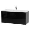 Тумба с раковиной Belbagno Marino MARINO-1100-2C-SO-NL-P 110x45x50 Nero Lucido подвесная с двумя выкатными ящиками фото 2