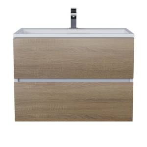 Тумба с раковиной Uperwood Barsa подвесная, белая, дуб сонома, 70 см