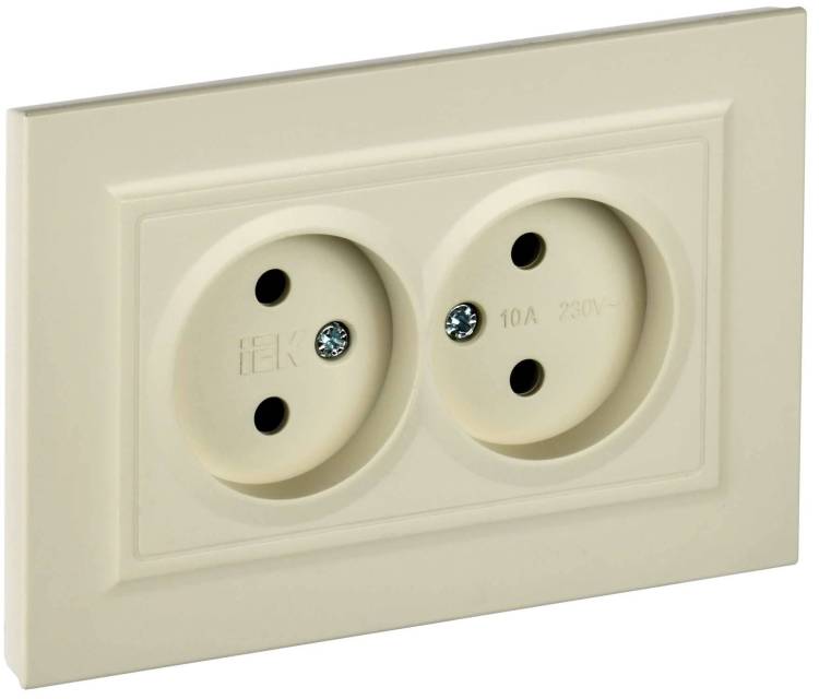 Розетка 2-местная IEK Brite BR-R20-10-K10-F бежевый