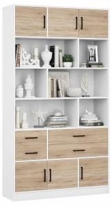 Стеллаж комбинированный МФ Мастер Либерти-62-128 Либерти-62-БТ-ДС-128 белый / дуб сонома