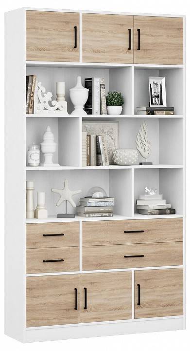 Стеллаж комбинированный МФ Мастер Либерти-62-128 Либерти-62-БТ-ДС-128 белый / дуб сонома