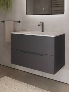 Тумба с раковиной Agger Свит SWE800ETGR-3800W графит матовый, 80 см