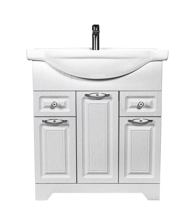 Тумба под раковину Stella Polar Кармела 75 SP-00001992 Люкс белое серебро