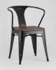 Набор из 4 стульев Stool Group Tolix Arm Wood YD-H440AR-W LG-01 X4 черный глянцевый, темное дерево фото 2