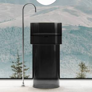 Раковина с пьедесталом Abber Kristall AT2701Onyx прозрачная, 45 см, черная